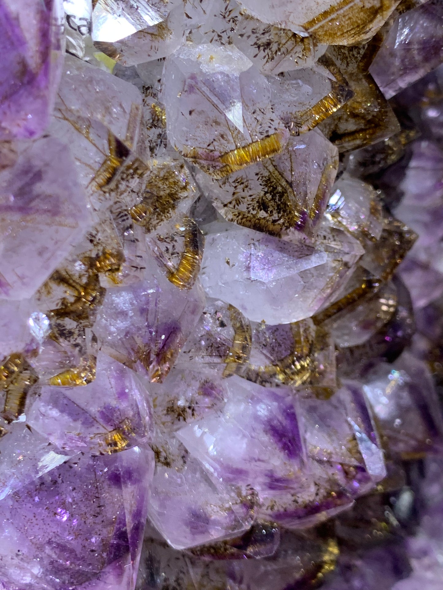 xl large amethyst geode with much rutilated rare straight cave 直筒钛晶洞 携带管腰带💯100%天然紫钛晶洞 144kg 120cm
